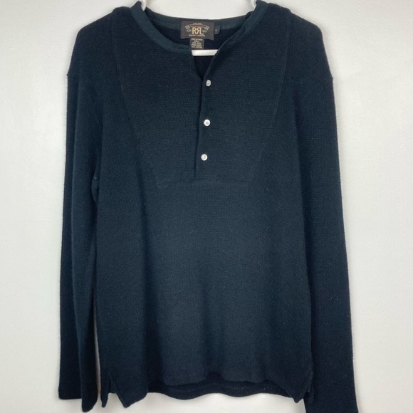 RALPH LAUREN Wool Blend Long Sleeve Men’s Thermal Henley Shirt - Picture 8 of 9